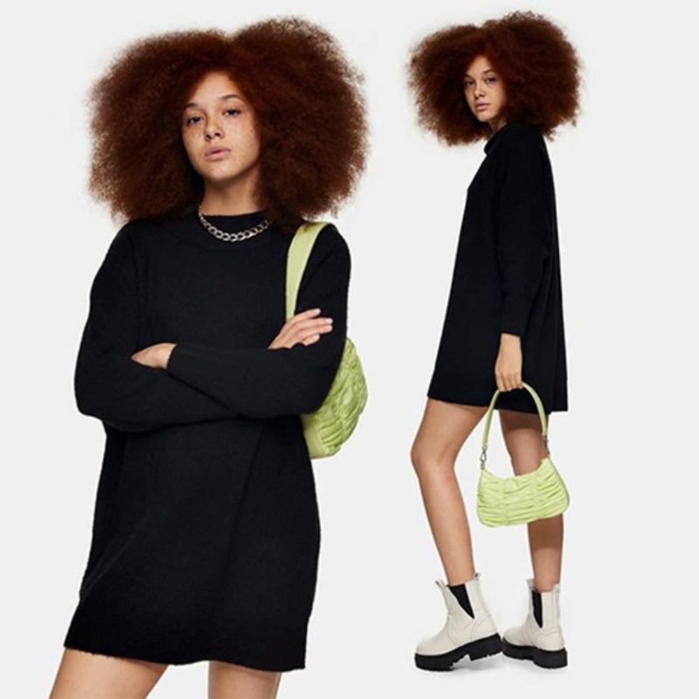 NEW Topshop Black Sweater Dress Size Large